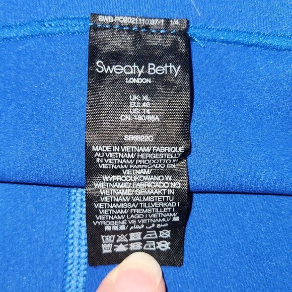 Sweaty Betty Power Blue Cropped Workout Legging Women's Size 14 Running - Picture 7 of 10
